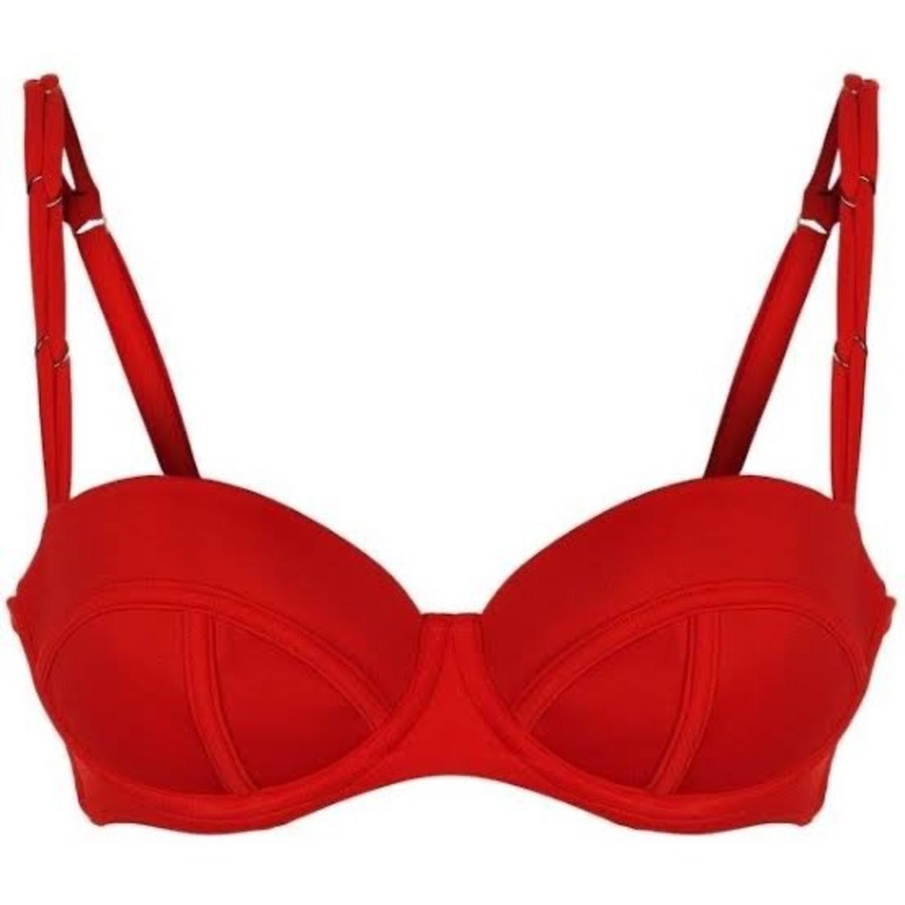 Agent Provocateur Bikini Top Montana Red NWT 36DD 36E Luxury Strappy Swimwear